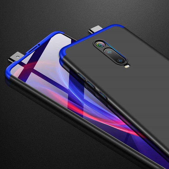 Microsonic Xiaomi Mi 9T Kılıf Double Dip 360 Protective Siyah Mavi 4