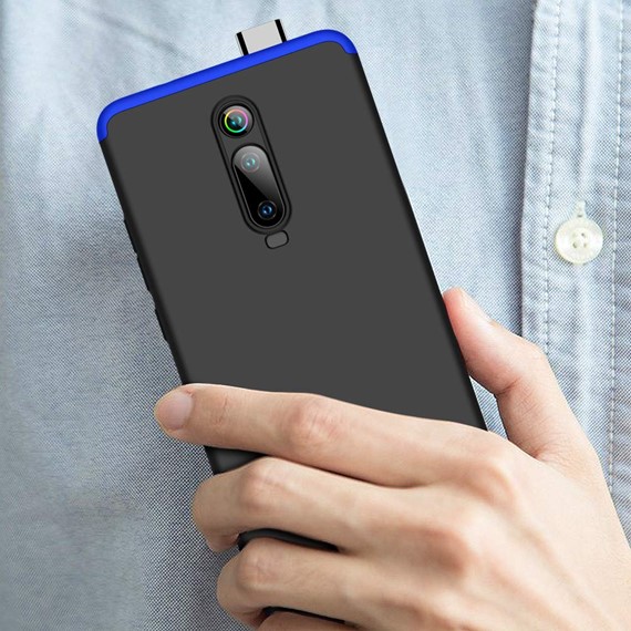 Microsonic Xiaomi Mi 9T Kılıf Double Dip 360 Protective Siyah Mavi 5