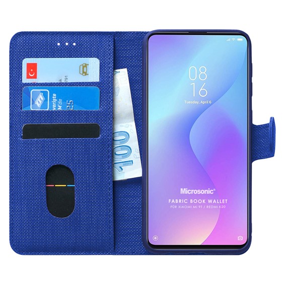 Microsonic Xiaomi Mi 9T Kılıf Fabric Book Wallet Lacivert 1