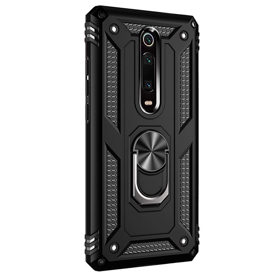 Microsonic Xiaomi Mi 9T Kılıf Military Ring Holder Siyah 2