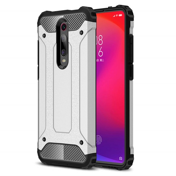 Microsonic Xiaomi Mi 9T Kılıf Rugged Armor Gümüş 1