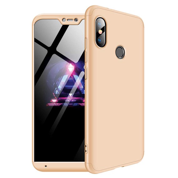 Microsonic Xiaomi Mi A2 Lite Kılıf Double Dip 360 Protective Gold 1