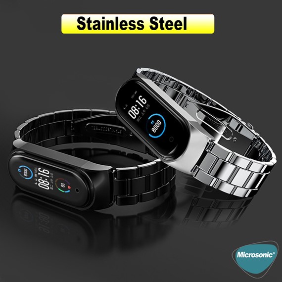 Microsonic Xiaomi Mi Band 4 Metal Stainless Steel Kordon Siyah 5