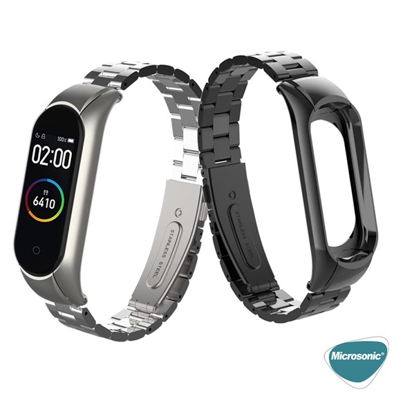 Microsonic Xiaomi Mi Band 5 Metal Stainless Steel Kordon Gümüş 8