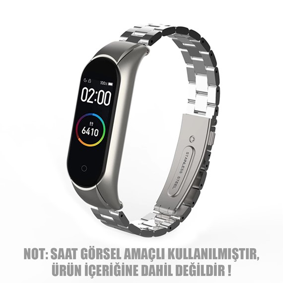 Microsonic Xiaomi Mi Band 4 Metal Stainless Steel Kordon Gümüş 2