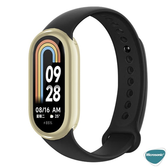 Microsonic Xiaomi Mi Band 8 Kılıf 360 Full Round Soft Silicone Gold 4