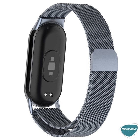 Microsonic Xiaomi Mi Band 8 Milanese Loop Kordon Koyu Gri 2