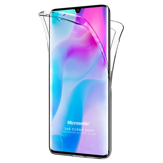 Microsonic Xiaomi Mi Note 10 Lite Kılıf 6 Tarafı Tam Full Koruma 360 Clear Soft Şeffaf 1