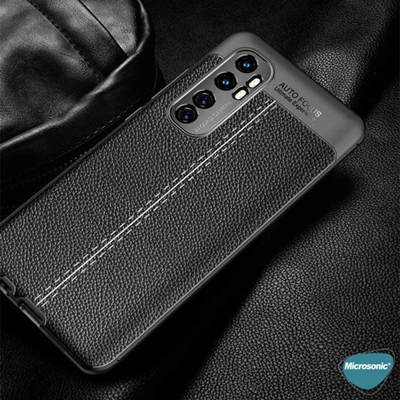 Microsonic Xiaomi Mi Note 10 Lite Kılıf Deri Dokulu Silikon Lacivert 5