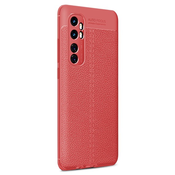 Microsonic Xiaomi Mi Note 10 Lite Kılıf Deri Dokulu Silikon Kırmızı 2