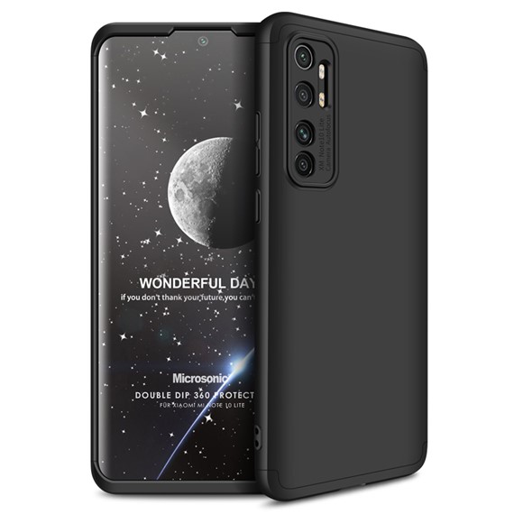Microsonic Xiaomi Mi Note 10 Lite Kılıf Double Dip 360 Protective Siyah 1