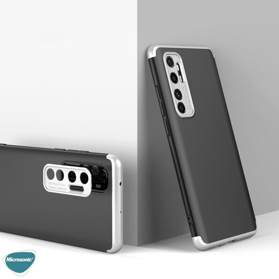 Microsonic Xiaomi Mi Note 10 Lite Kılıf Double Dip 360 Protective Siyah Gri 3