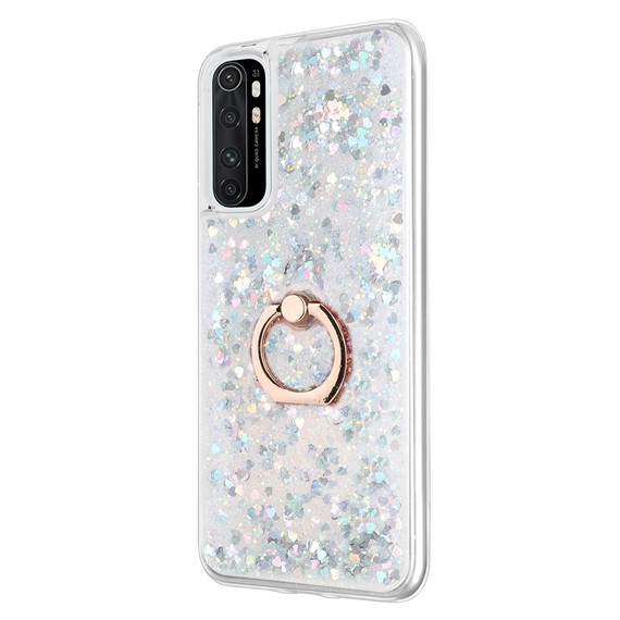 Microsonic Xiaomi Mi Note 10 Lite Kılıf Glitter Liquid Holder Gümüş 2