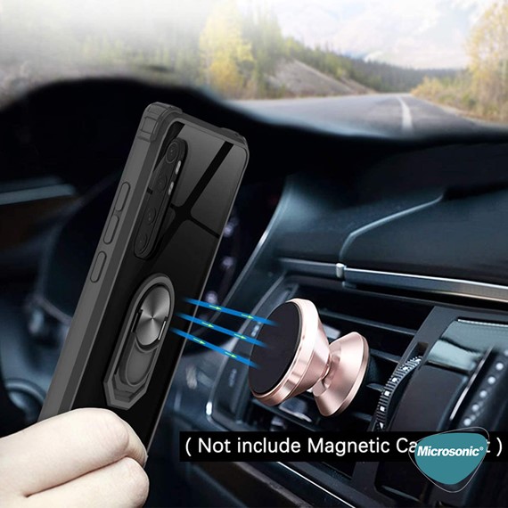 Microsonic Xiaomi Mi Note 10 Lite Kılıf Grande Clear Ring Holder Siyah 3