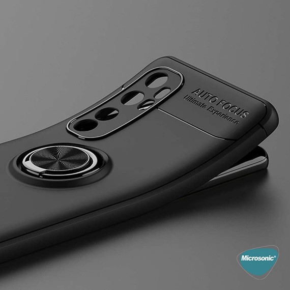 Microsonic Xiaomi Mi Note 10 Lite Kılıf Kickstand Ring Holder Lacivert 3
