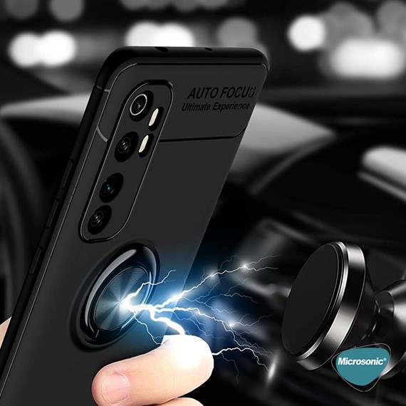 Microsonic Xiaomi Mi Note 10 Lite Kılıf Kickstand Ring Holder Lacivert 4