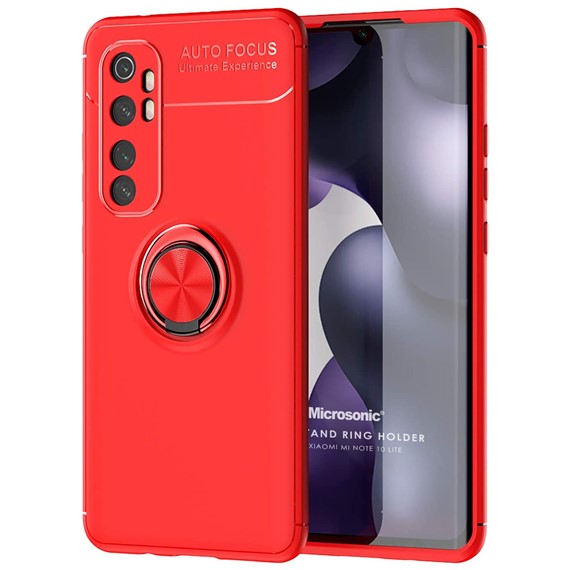 Microsonic Xiaomi Mi Note 10 Lite Kılıf Kickstand Ring Holder Kırmızı 1