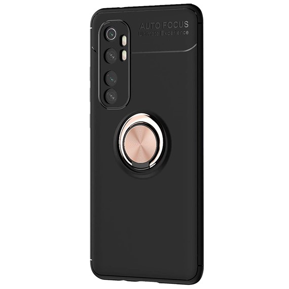 Microsonic Xiaomi Mi Note 10 Lite Kılıf Kickstand Ring Holder Siyah Rose 2