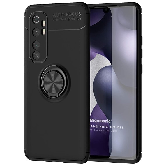 Microsonic Xiaomi Mi Note 10 Lite Kılıf Kickstand Ring Holder Siyah 1
