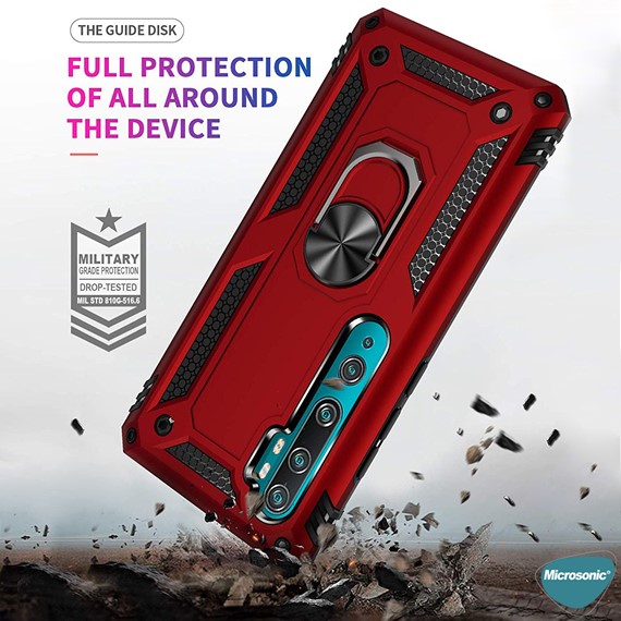 Microsonic Xiaomi Mi Note 10 Lite Kılıf Military Ring Holder Lacivert 3