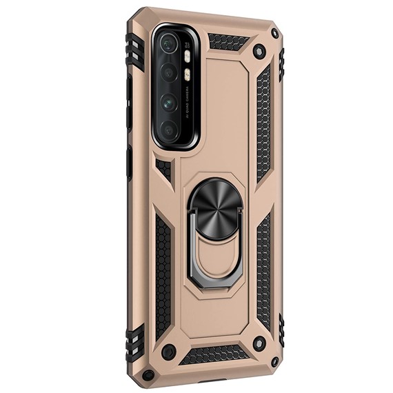 Microsonic Xiaomi Mi Note 10 Lite Kılıf Military Ring Holder Gold 2