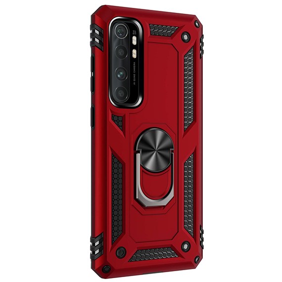 Microsonic Xiaomi Mi Note 10 Lite Kılıf Military Ring Holder Kırmızı 2
