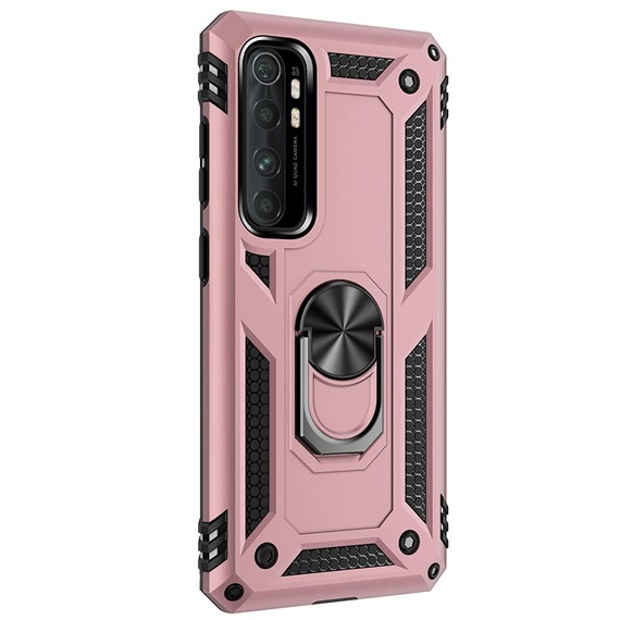 Microsonic Xiaomi Mi Note 10 Lite Kılıf Military Ring Holder Rose Gold 2