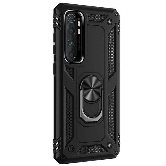 Microsonic Xiaomi Mi Note 10 Lite Kılıf Military Ring Holder Siyah 2