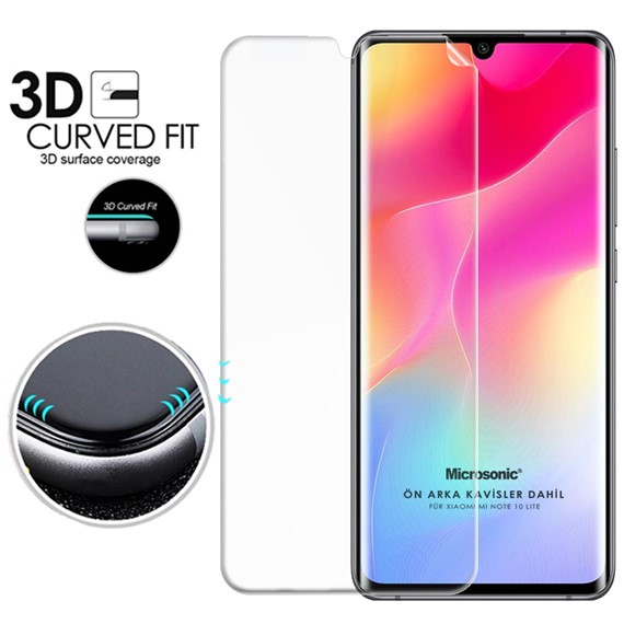 Microsonic Xiaomi Mi Note 10 Lite Ön Arka Kavisler Dahil Tam Ekran Kaplayıcı Film 3