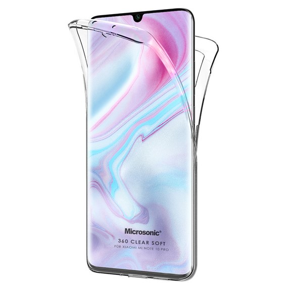 Microsonic Xiaomi Mi Note 10 Pro Kılıf 6 tarafı tam full koruma 360 Clear Soft Şeffaf 1