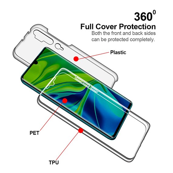 Microsonic Xiaomi Mi Note 10 Pro Kılıf 6 tarafı tam full koruma 360 Clear Soft Şeffaf 4
