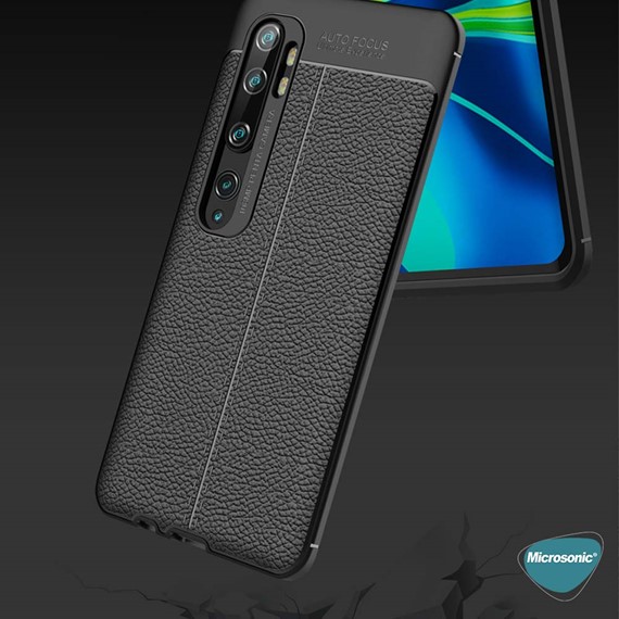 Microsonic Xiaomi Mi Note 10 Pro Kılıf Deri Dokulu Silikon Lacivert 5