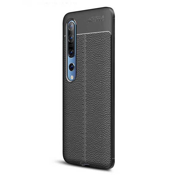 Microsonic Xiaomi Mi Note 10 Pro Kılıf Deri Dokulu Silikon Siyah 2