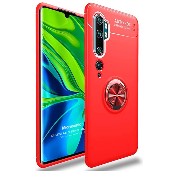 Microsonic Xiaomi Mi Note 10 Pro Kılıf Kickstand Ring Holder Kırmızı 1