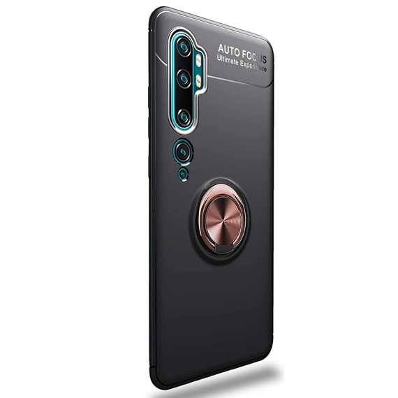 Microsonic Xiaomi Mi Note 10 Pro Kılıf Kickstand Ring Holder Siyah Rose 2