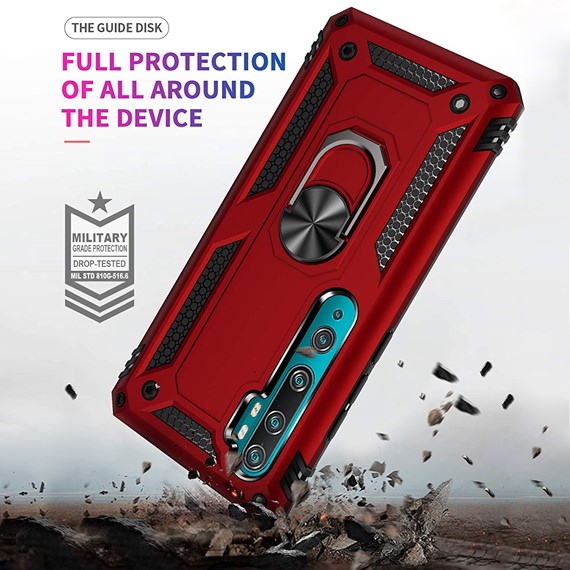 Microsonic Xiaomi Mi Note 10 Pro Kılıf Military Ring Holder Gümüş 3