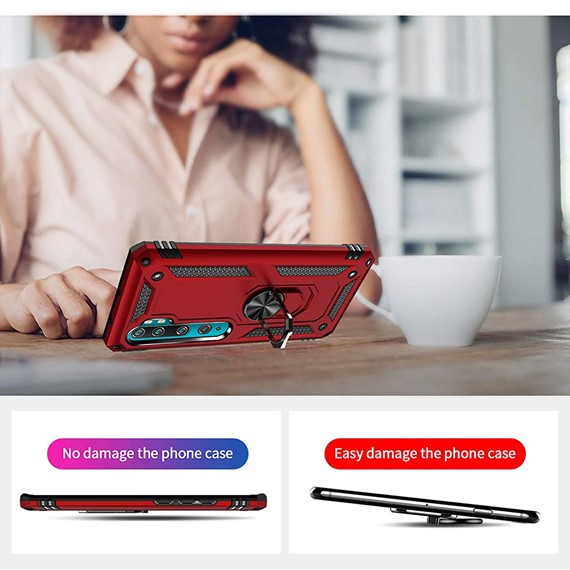 Microsonic Xiaomi Mi Note 10 Pro Kılıf Military Ring Holder Lacivert 4