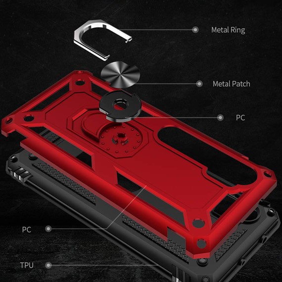 Microsonic Xiaomi Mi Note 10 Pro Kılıf Military Ring Holder Rose Gold 5