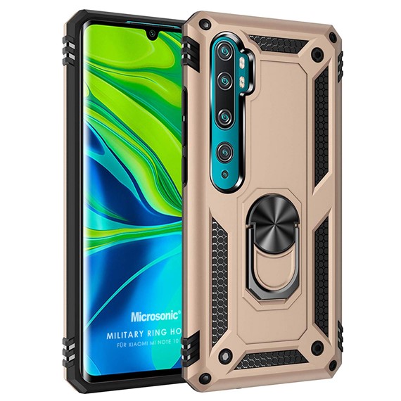 Microsonic Xiaomi Mi Note 10 Pro Kılıf Military Ring Holder Lacivert 5