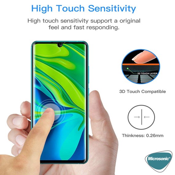 Microsonic Xiaomi Mi Note 10 Pro Tam Kaplayan Temperli Cam Ekran Koruyucu Siyah 2