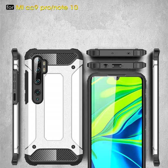 Microsonic Xiaomi Mi Note 10 Kılıf Rugged Armor Gümüş 4