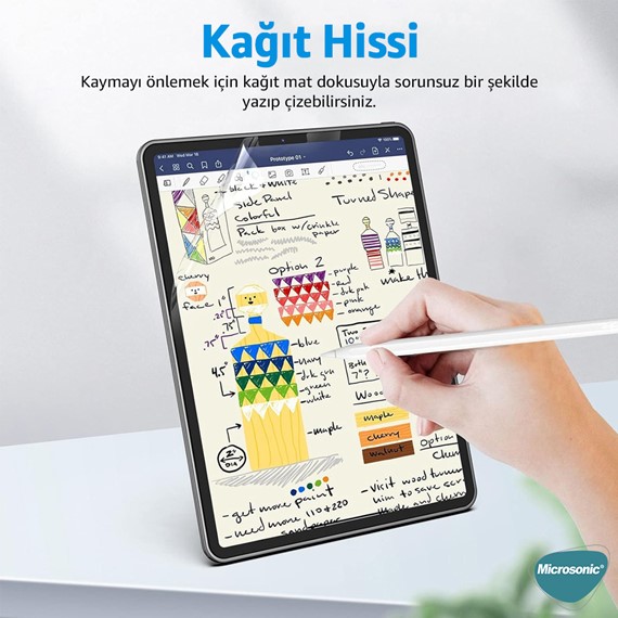 Microsonic Apple iPad 10 2 9 Nesil A2602-A2604-A2603-A2605 Paper Feel Kağıt Dokulu Mat Ekran Koruyucu 2