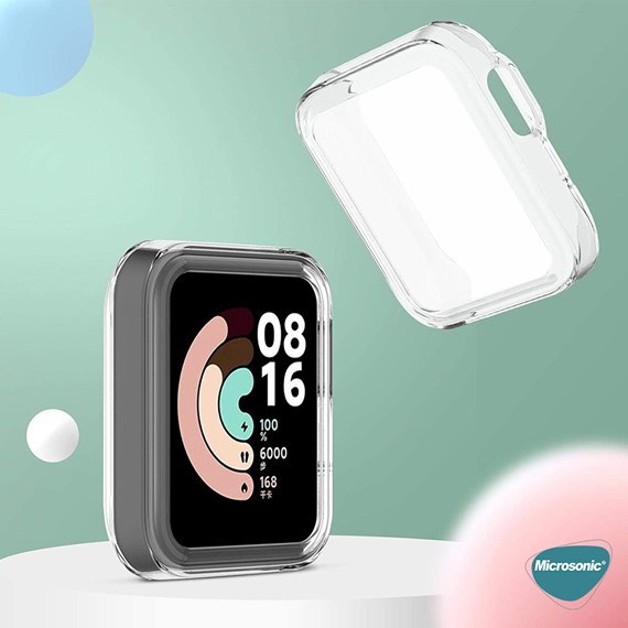 Microsonic Xiaomi Mi Watch Lite Kılıf 360 Full Round Soft Silicone Şeffaf 3