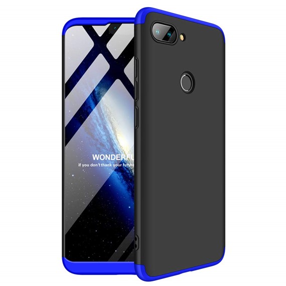 Microsonic Xiaomi Mi 8 Lite Kılıf Double Dip 360 Protective Siyah Mavi 1