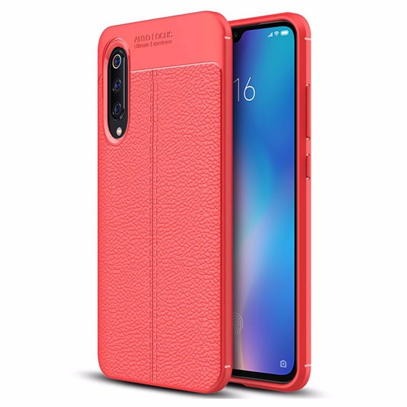 Microsonic Xiaomi Mi 9 Kılıf Deri Dokulu Silikon Kırmızı 1