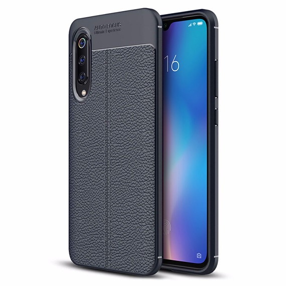 Microsonic Xiaomi Mi 9 Kılıf Deri Dokulu Silikon Lacivert 1