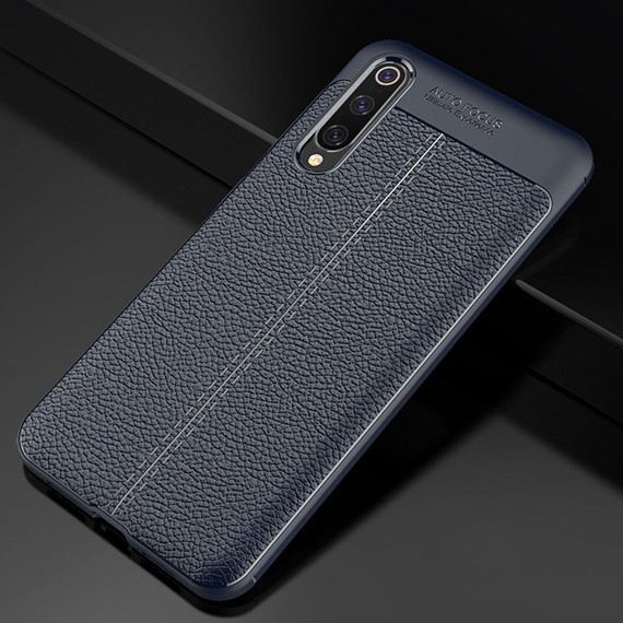 Microsonic Xiaomi Mi 9 Kılıf Deri Dokulu Silikon Lacivert 3