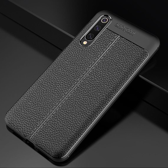 Microsonic Xiaomi Mi 9 Kılıf Deri Dokulu Silikon Siyah 3