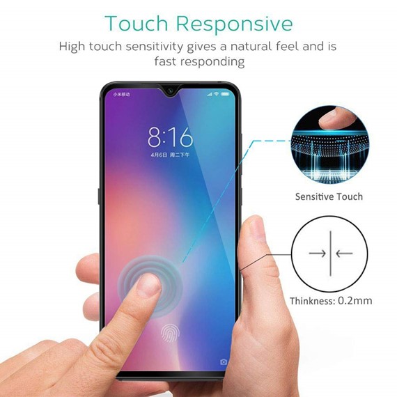 Microsonic Xiaomi Mi 9 Tam Kaplayan Temperli Cam Ekran koruyucu Siyah 5