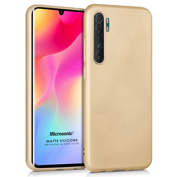 Microsonic Matte Silicone Xiaomi Mi Note 10 Lite Kılıf Gold 1